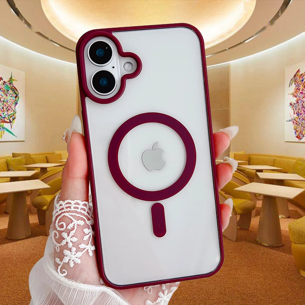 Transparent Magnetic Hard Colorful Phone case for iPhone 17 PRO MAX 16 15