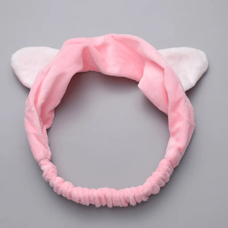 Bowknot Hairband, Rabbit, Cat Ear, Cute Plush Elastic Hair Band, Flannel Make up Headbands