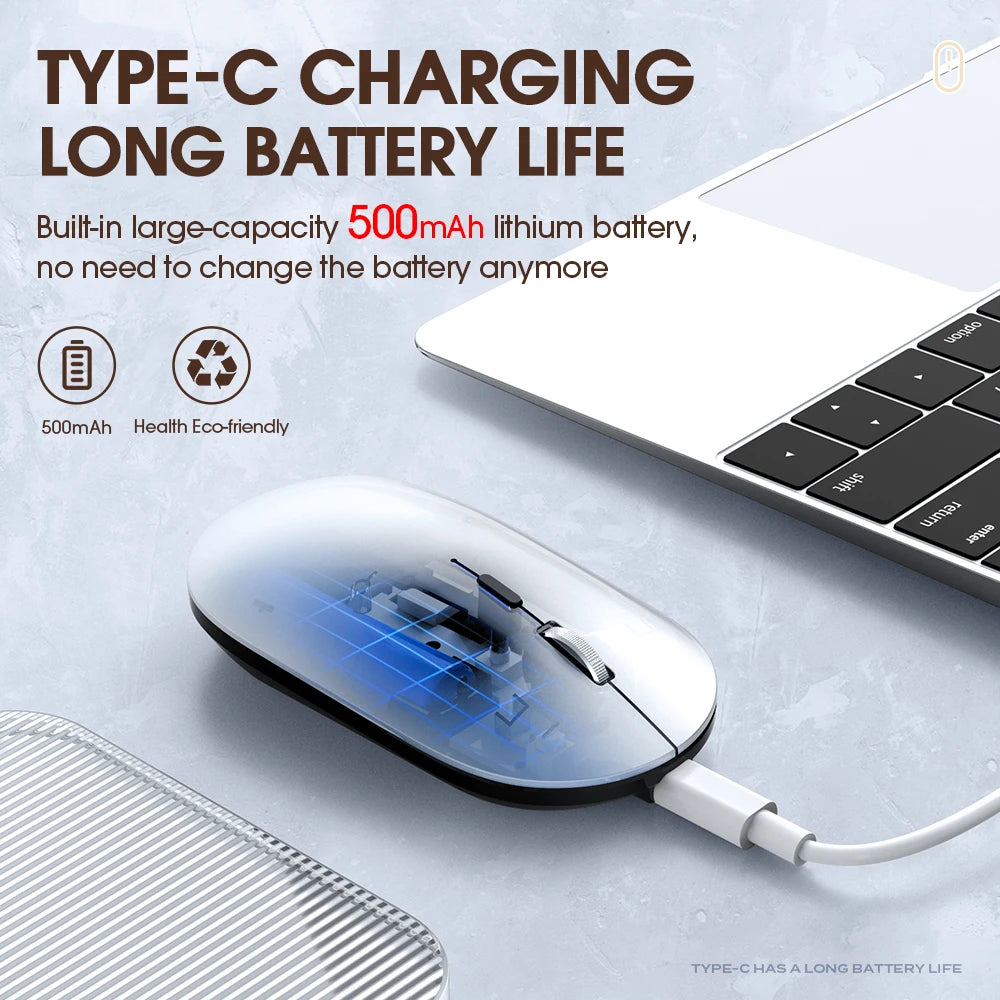 T-WOLF X2 Computer Mouse Wireless 2.4ghz Optical Rechargeable Mouse With USB TYPE C Charging Cable Computer Accessories