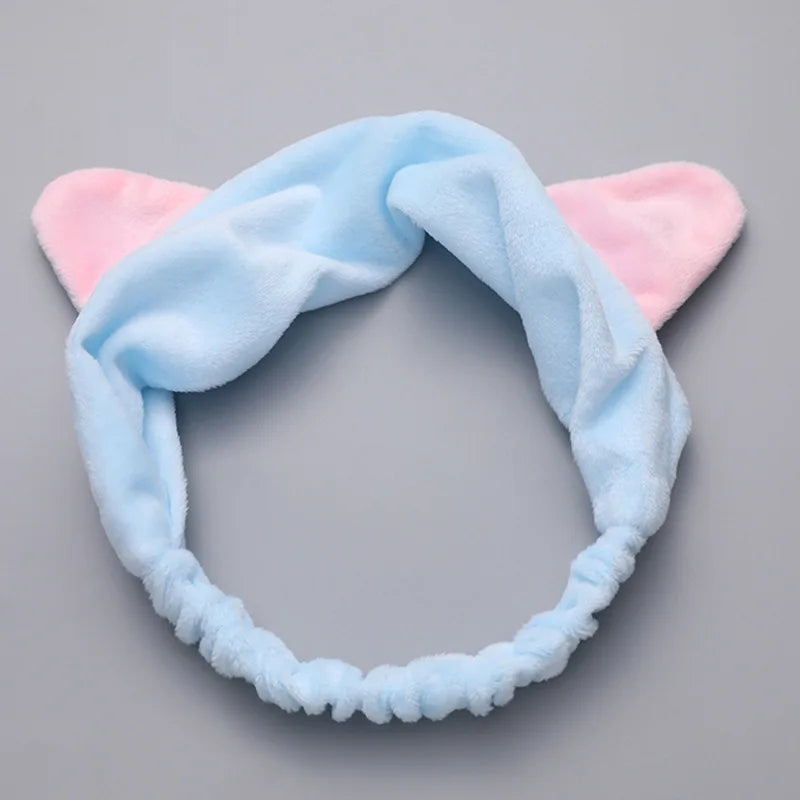 Bowknot Hairband, Rabbit, Cat Ear, Cute Plush Elastic Hair Band, Flannel Make up Headbands