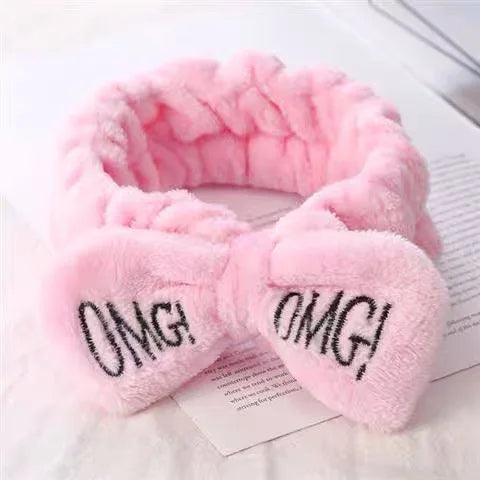 Bowknot Hairband, Rabbit, Cat Ear, Cute Plush Elastic Hair Band, Flannel Make up Headbands