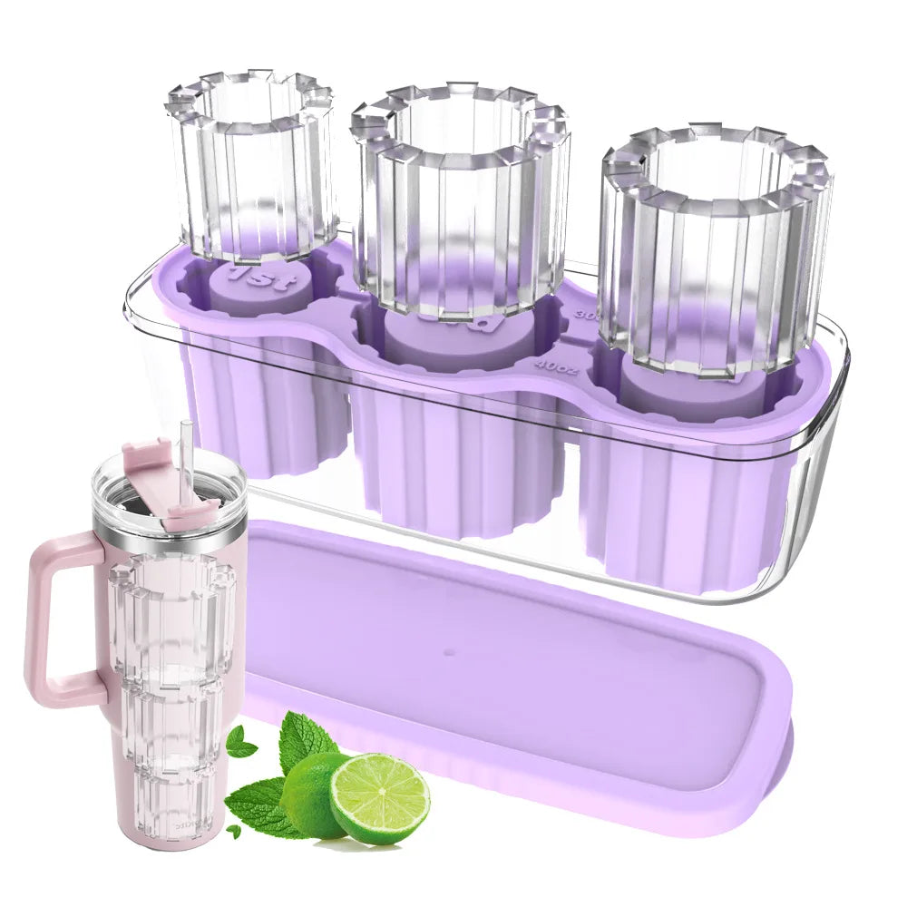 Silicone Cylinder Shape Stanley Cup Ice Mold Cube Tray Ice Maker for Tumblers, Whiskey, Cocktail Drinks and Coffee 20Oz 30Oz 40Oz