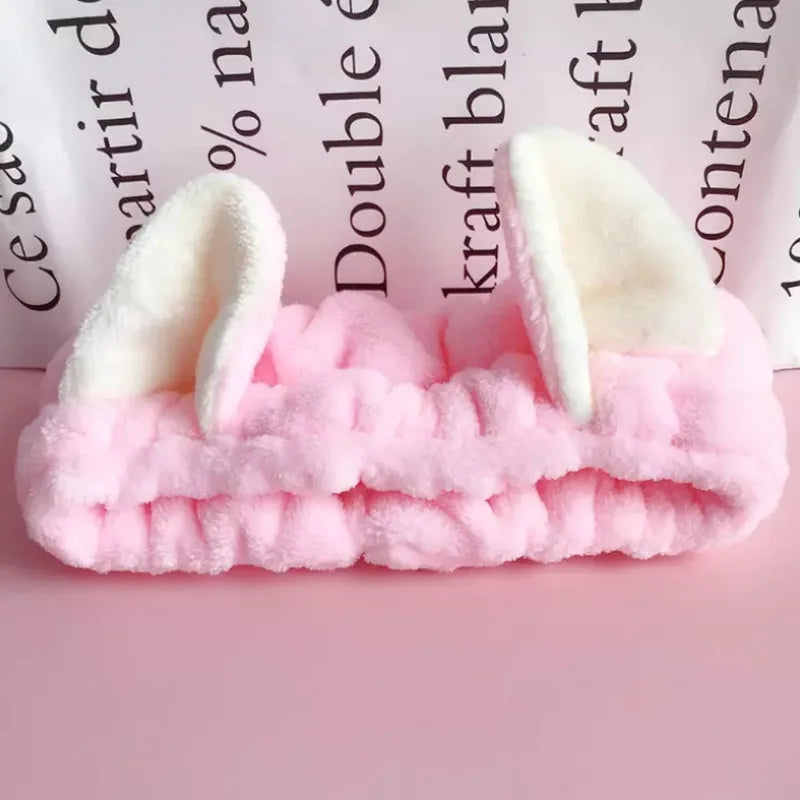 Bowknot Hairband, Rabbit, Cat Ear, Cute Plush Elastic Hair Band, Flannel Make up Headbands