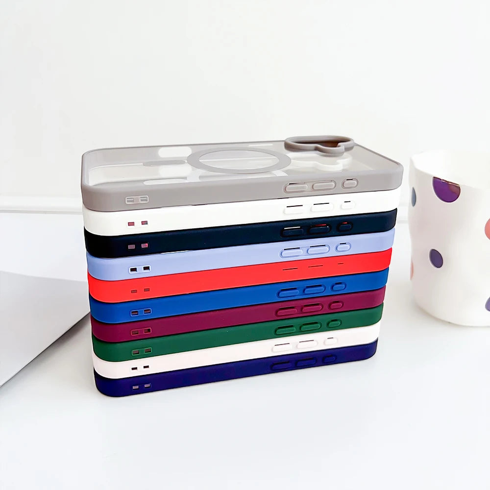 Transparent Magnetic Hard Colorful Phone case for iPhone 17 PRO MAX 16 15