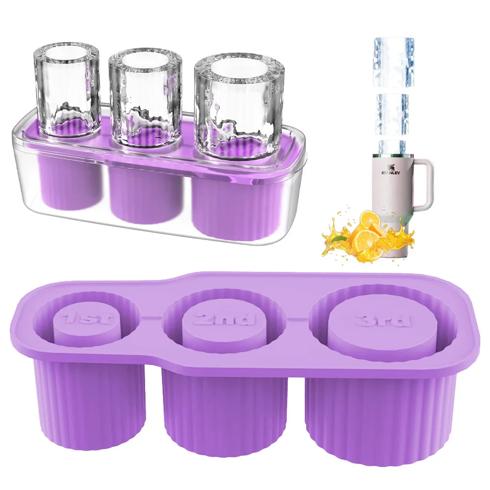 Silicone Cylinder Shape Stanley Cup Ice Mold Cube Tray Ice Maker for Tumblers, Whiskey, Cocktail Drinks and Coffee 20Oz 30Oz 40Oz