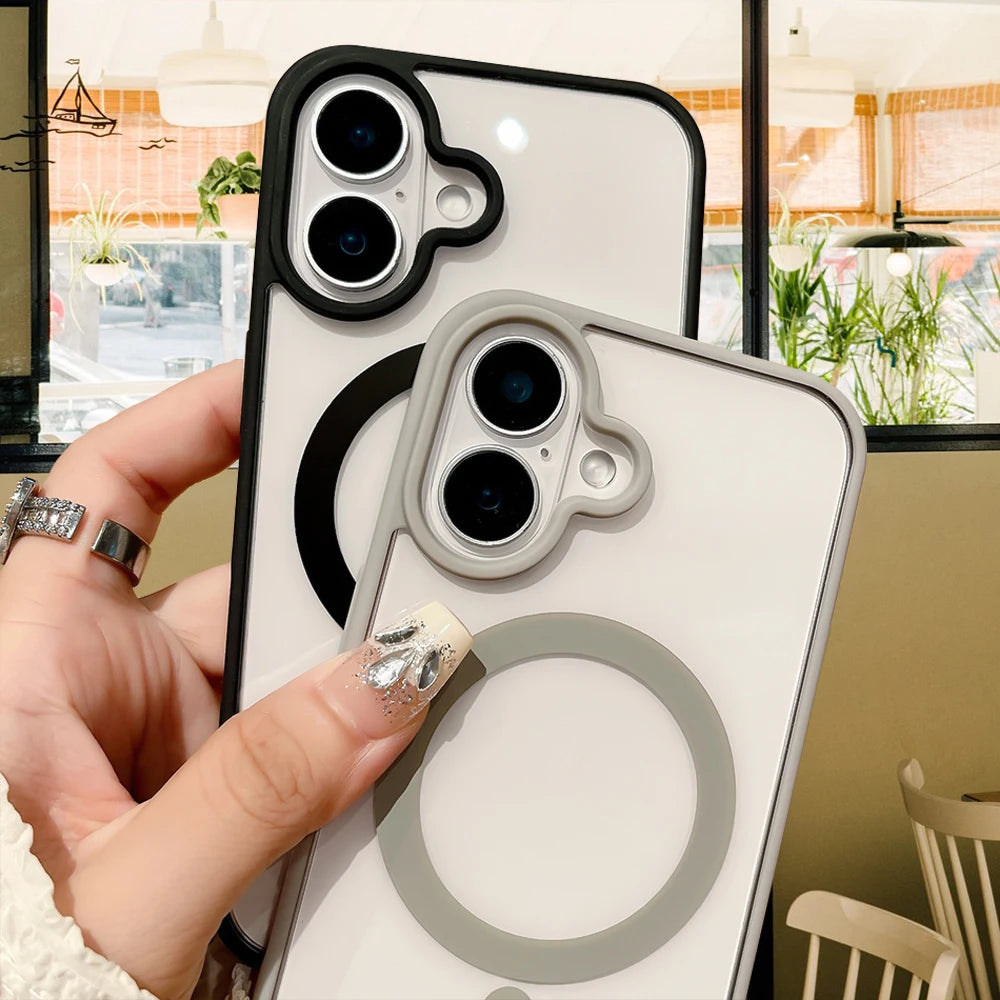 Transparent Magnetic Hard Colorful Phone case for iPhone 17 PRO MAX 16 15