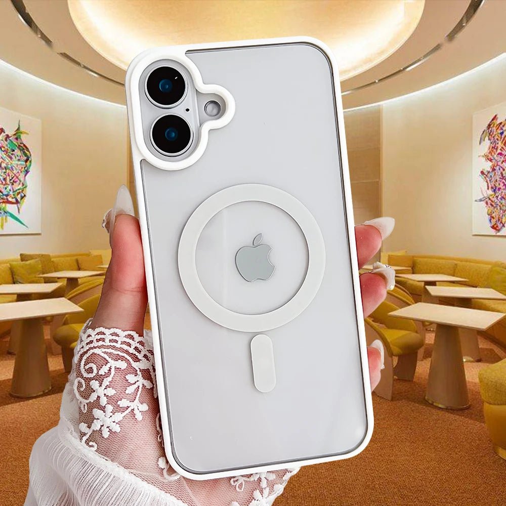 Transparent Magnetic Hard Colorful Phone case for iPhone 17 PRO MAX 16 15